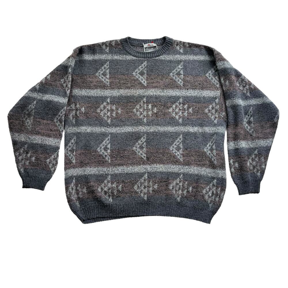 CORNELIANI MENS SWEATER WOOL BLEND GEOMETRIC PATTERN MEN SIZE LARGE